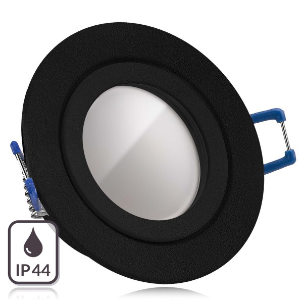 IP44 LED Einbaustrahler Set GU10 in schwarz mit 5W LED von LEDANDO - 3000K warmweiß - nicht dimmbar