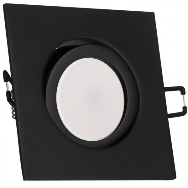 LED Einbaustrahler Set extra flach in schwarz matt mit 5W Leuchtmittel von LEDANDO - 3000K warmweiß
