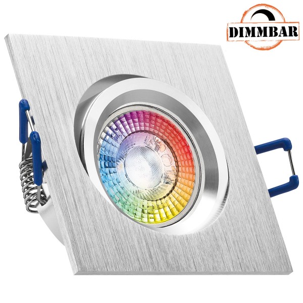 RGB LED Einbaustrahler Set extra flach in bicolor - zweifarbig mit 3W LED von LEDANDO - 11 Farben +