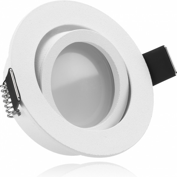 LED Einbaustrahler Set Weiß matt mit LED GU10 Markenstrahler von LEDANDO - 5W - warmweiss - 120° Abstrahlwinkel - schwenkbar - 35W Ersatz - A+ - LED Spot 5 Watt - Einbauleuchte LED rund